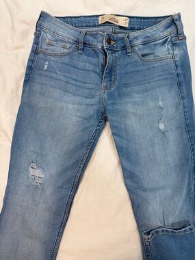 Hollister Light Blue Skinny Jeans with Subtle Distressing